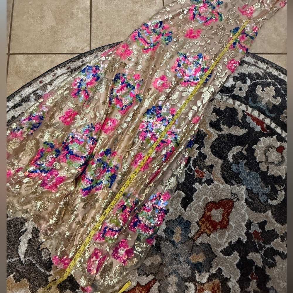 Gold and pink Floral Maxi Dress, Dear moon size 9 - Picture 14 of 14
